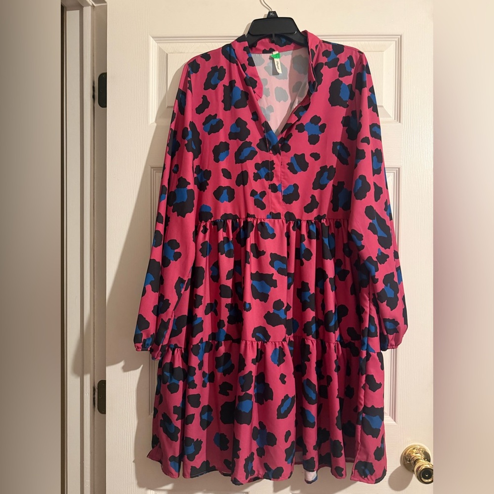 NEW Lilypad Pink Leopard Print Tiered Dress